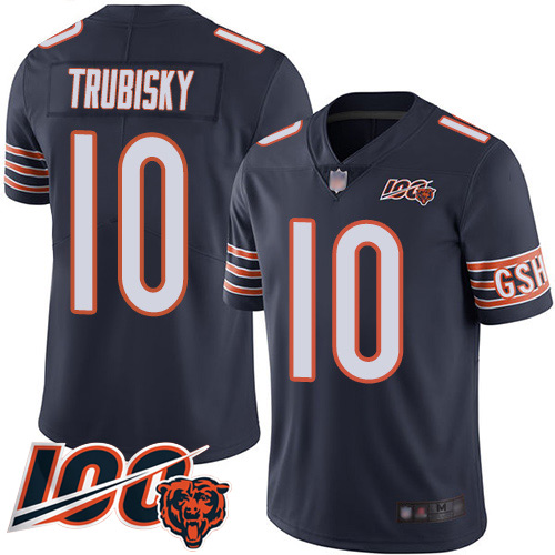 Chicago Bears Limited Navy Blue Men Mitchell Trubisky Home Jersey NFL Football 10 100th Season